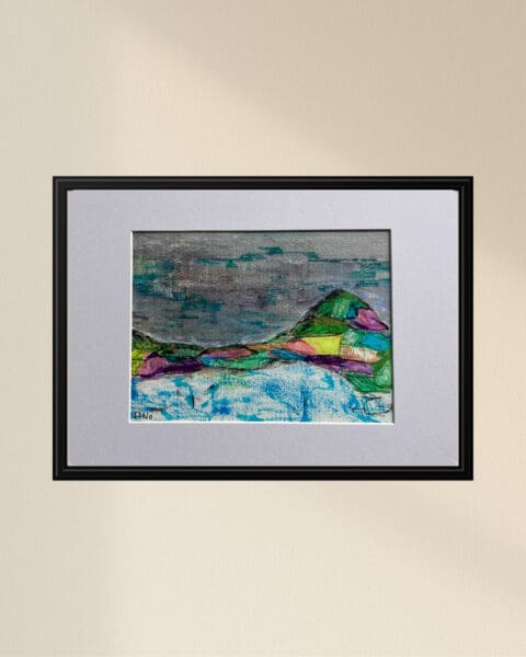 Original Irish Drawing - Irish Art - Landscape Art - The Mountain View A4 Mounted