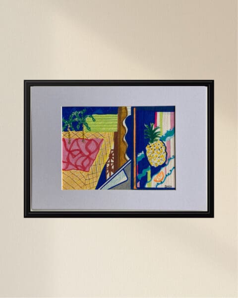 Original Irish Drawing - Irish Art - Abstract Art - Winter Sun Ad A4 Mounted