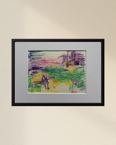 Original Irish Drawing - Irish Art - Eclectic Abstract Art - The Pink Bridge A4 Mounted