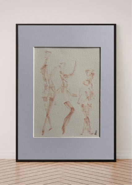 Original Irish Drawing - Irish Art Figurative Art - Let’s Dance A4 Mounted