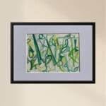Original Irish Drawing - Irish Art Abstract - Installation in Green A4 Mounted