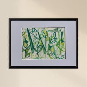Original Irish Drawing - Irish Art Abstract - Installation in Green A4 Mounted