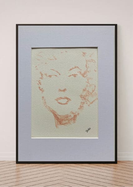 Original Irish Drawing - Irish Art Figurative Art - Marilyn A4 Mounted