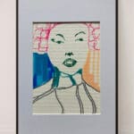 Original Irish Drawing - Irish Art Figurative Art - Rebel With Pink Hair A4 Mounted