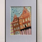 Original Irish Drawing - Irish Art -Dublin - Afternoon on Dawson A4 Mounted