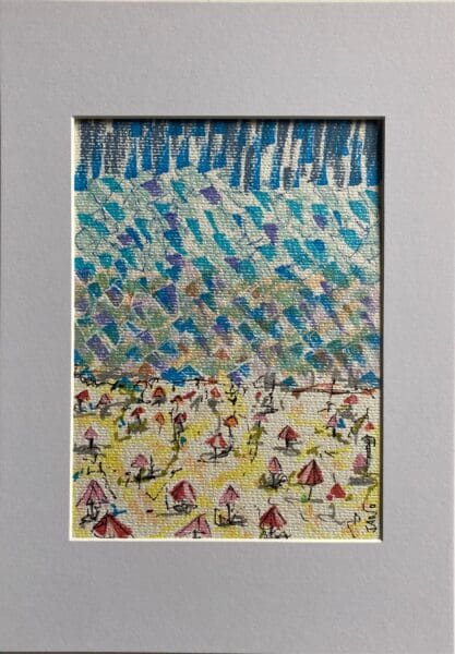 Original Drawing on Paper – Wicklow Beach Art Irish Art - Cote De Hols A4 Mounted