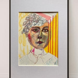 Original Irish Drawing - Irish Art Figurative Art - She Alwyas Wears A Suit A4 Mounted