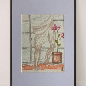 Original Irish Drawing - Irish Art - Window Dressing A4 Mounted