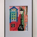 Original Irish Drawing - Irish Art Dublin Art - 8 Dawson Street A4 Mounted
