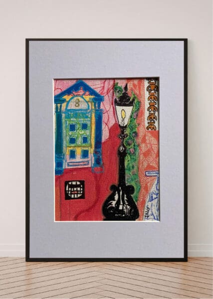 Original Irish Drawing - Irish Art Dublin Art - 8 Dawson Street A4 Mounted