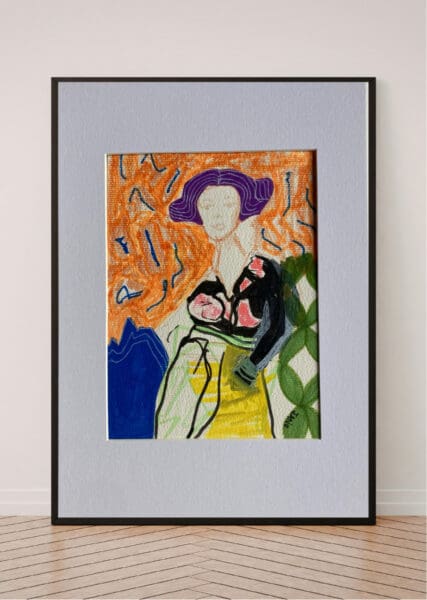 Original Irish Drawing - Irish Art Abstract Figurative - Vinted A4 Mounted