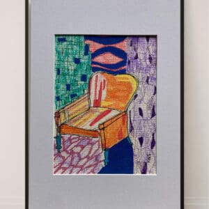 Original Irish Drawing - Irish Art - Interior Design - The Armchair of Knowledge A4 Mounted