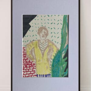 Original Irish Drawing - Irish Art Figurative Guy - The Yellow Dinner Jacket A4