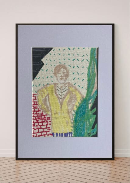Original Irish Drawing - Irish Art Figurative Guy - The Yellow Dinner Jacket A4
