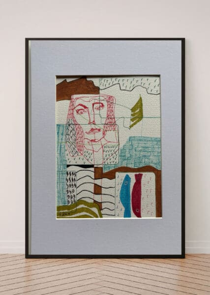 Original Irish Drawing - Irish Art Abstract Egyptology - The Pharoh’s Cabinet A4