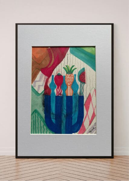 Original Irish Drawing - Irish Art - Eclectic Abstract Art - Fruit Medley A4 Mounted