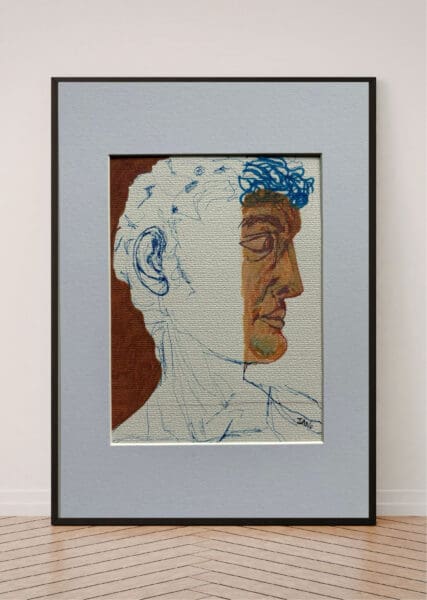 Original Irish Drawing - Irish Art Figurative Art - Part Roman A4 Mounted