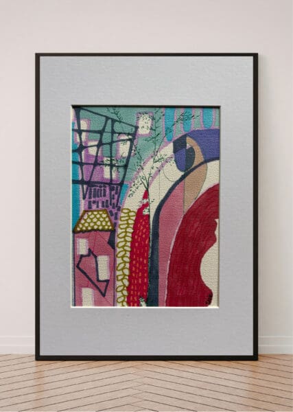 Original Irish Drawing - Irish Art - Abstract Art - Townhouse A4 Mounted