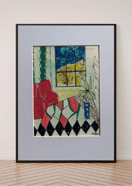 Original Irish Drawing - Irish Art - Interior Design - Interiors Art - Seafront Property A4 Mounted