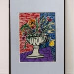 Original Irish Drawing - Irish Art - Floral, Fauvist - B and B Bouquet A4 Mounted