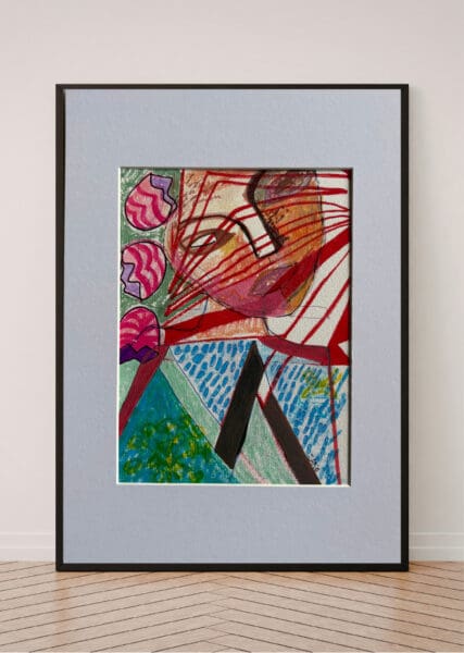 Original Irish Drawing - Irish Art Figurative Art - Blind Beauty A4 Mounted