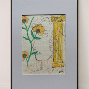 Original Irish Drawing - Irish Art Figurative Art - Times New Roman A4 Mounted
