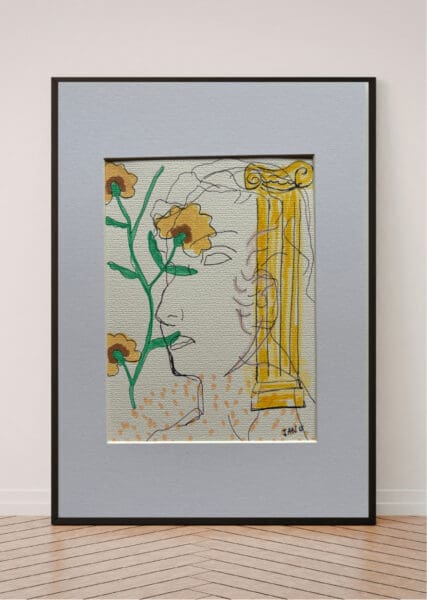 Original Irish Drawing - Irish Art Figurative Art - Times New Roman A4 Mounted
