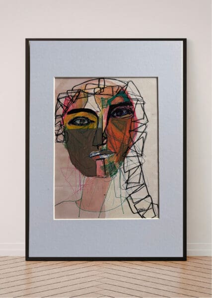 Original Irish Drawing - Irish Art Figurative Art - Rapunzel A4 Mounted