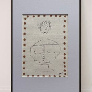Original Irish Drawing - Irish Art Figurative Art - When In Rome A4 Mounted