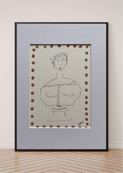 Original Irish Drawing - Irish Art Figurative Art - When In Rome A4 Mounted