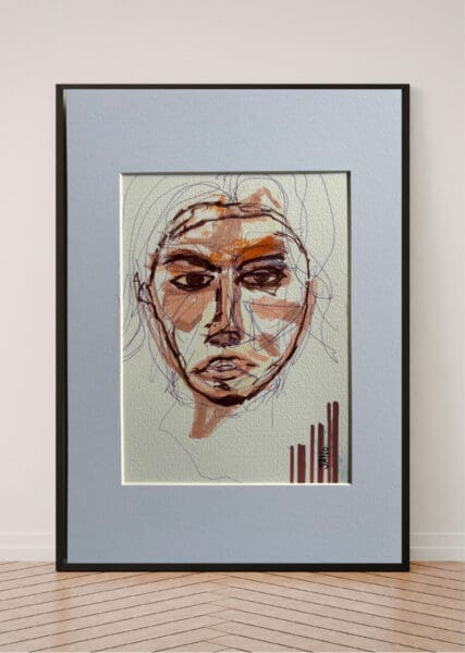 Original Irish Drawing - Irish Art Figurative Art - The Girl From That Movie A4 Mounted