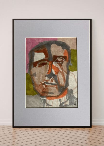 Original Irish Drawing - Irish Art Abstract Portrait - Dude - A4 Mounted