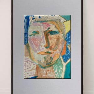 Original Irish Drawing - Irish Art Abstract Portrait - Standoff - A4 Mounted