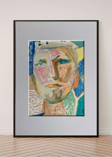 Original Irish Drawing - Irish Art Abstract Portrait - Standoff - A4 Mounted