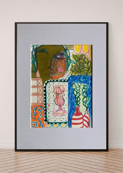 Original Irish Drawing - Irish Art - Abstract, Eclectic - Lucid Dreaming A4 Mounted