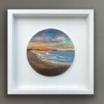 Saffron Serenade small original Irish seascape in a white frame by Helen Condon