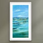 Beyond the Shore original Irish seascape painting in a white frame by Helen Condon
