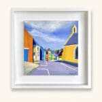 Eyeries Street View original Irish painting in a white frame by Helen Condon