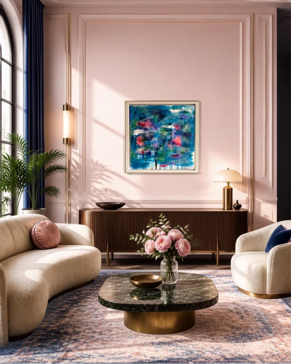 Room Anchor Floral Art, Fine Art, Contemporary Art “Blue Bayou” (66cm) Framed