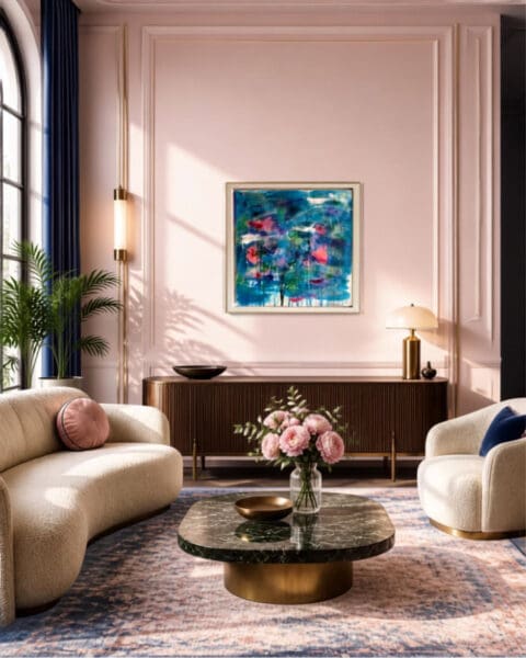 Room Anchor Floral Art, Fine Art, Contemporary Art “Blue Bayou” (66cm) Framed