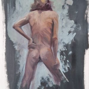 Original oil on paper life study, painted from the model.