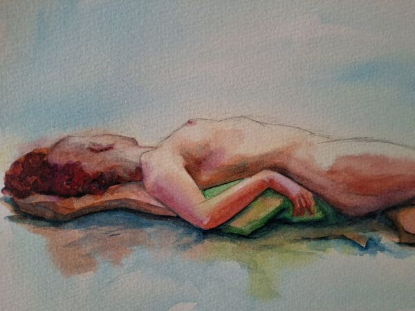 Reclining nude with mohawk