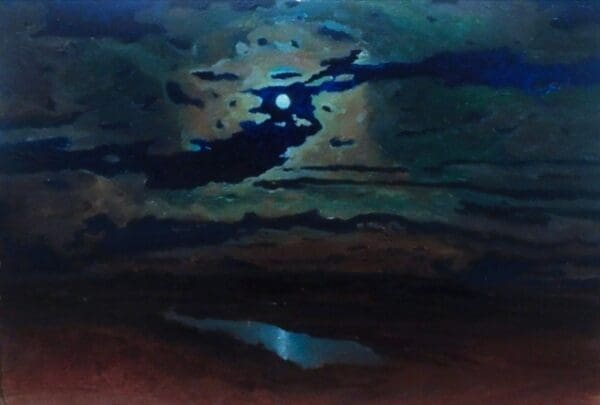 Falling Leaves Moon. Nocturne (2026). Landscape Plein Air Art