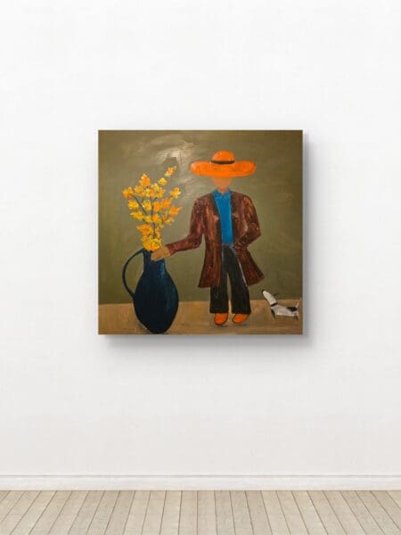 Man with orange hat and orange shoes