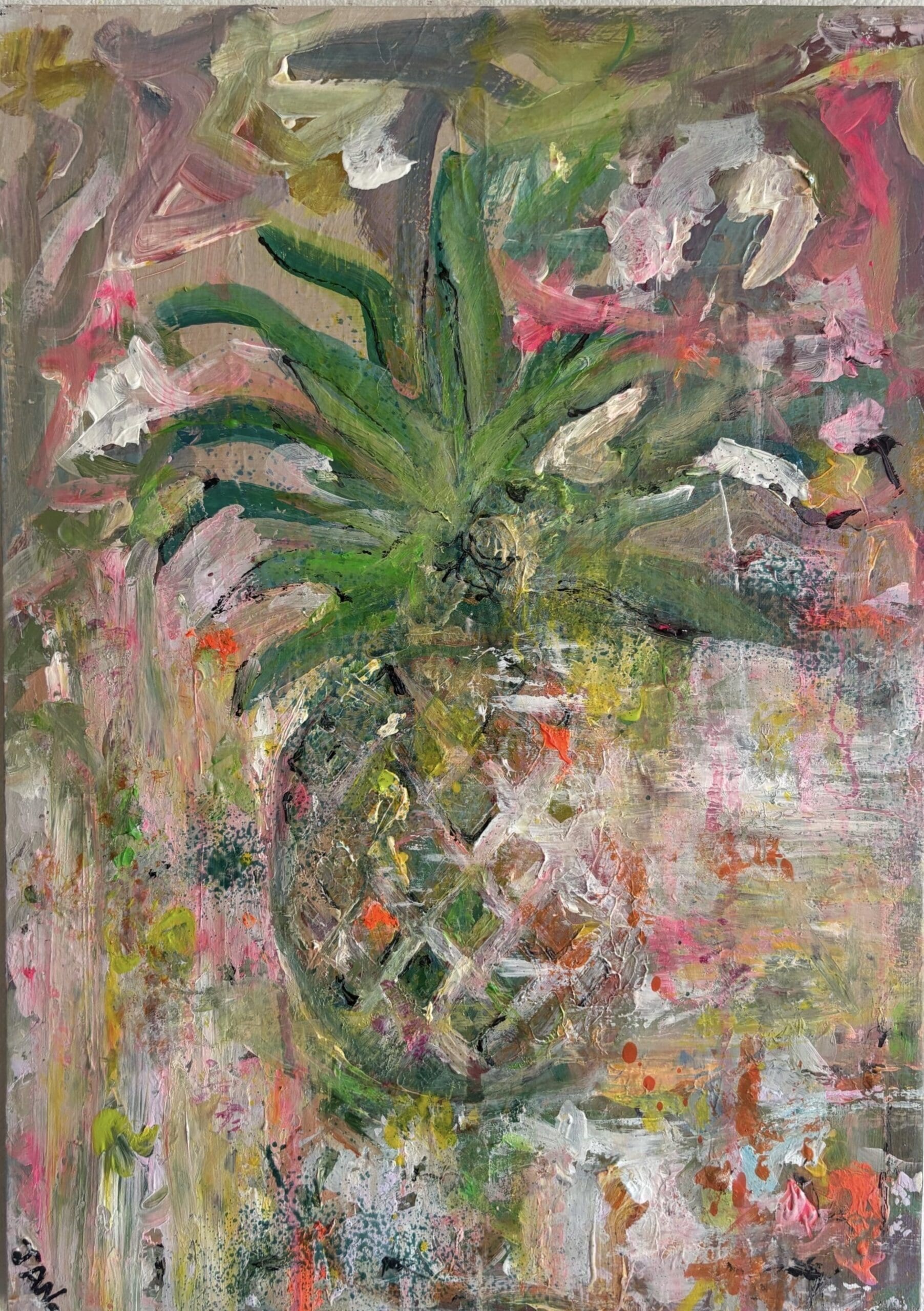Ananas -Pineapple (42 cm) Contemporary Fruit Art Irish Abstract Art