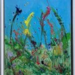 Flowerfall Riot 43cm Framed - Contemporary Floral Art in Abstract Art