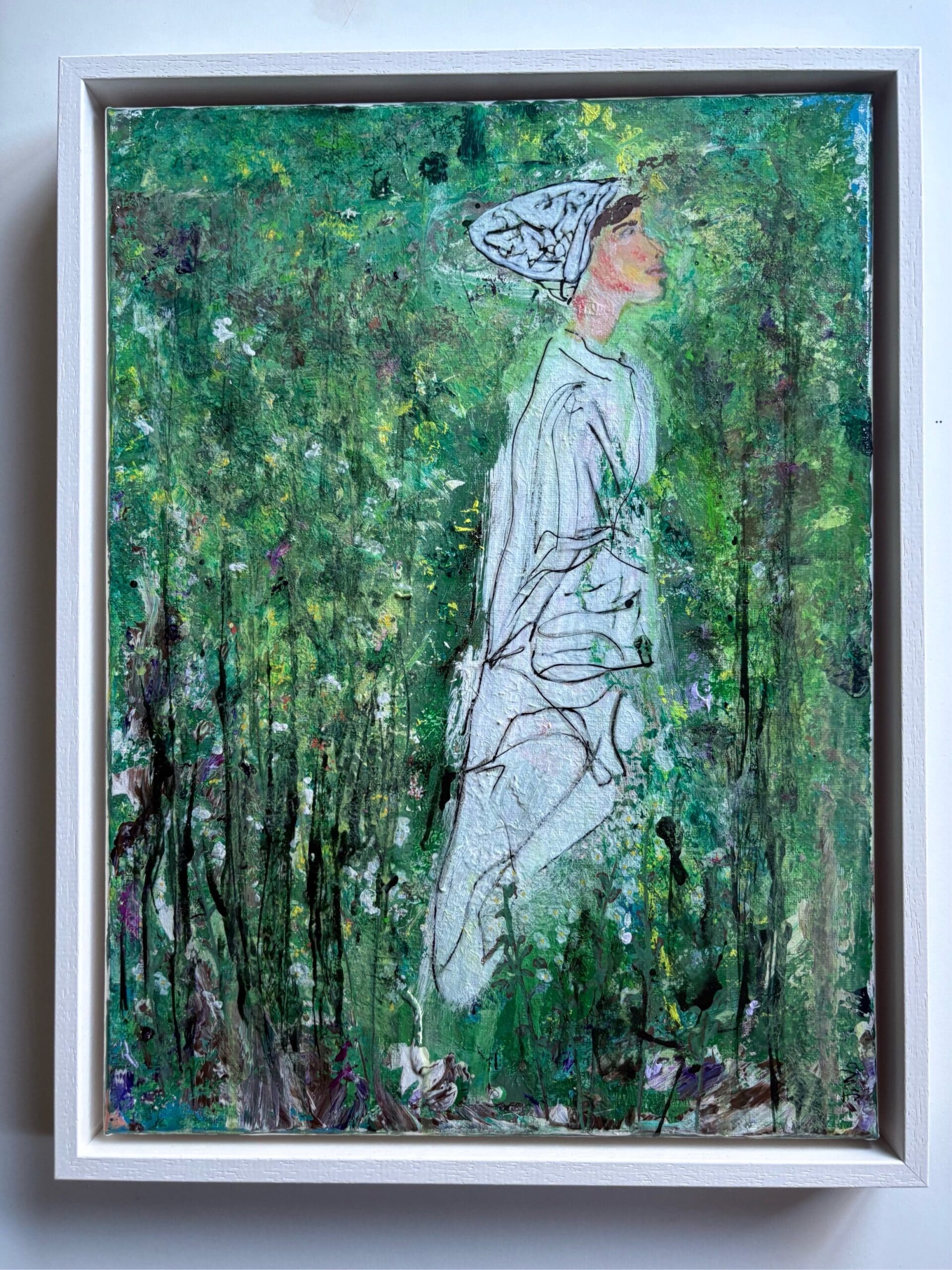 Original Contemporary Painting Modern Irish Art for Eclectic Home – French Lessons in Green 43cm - Image 2