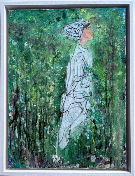 Original Contemporary Painting Modern Irish Art for Eclectic Home – French Lessons in Green 43cm