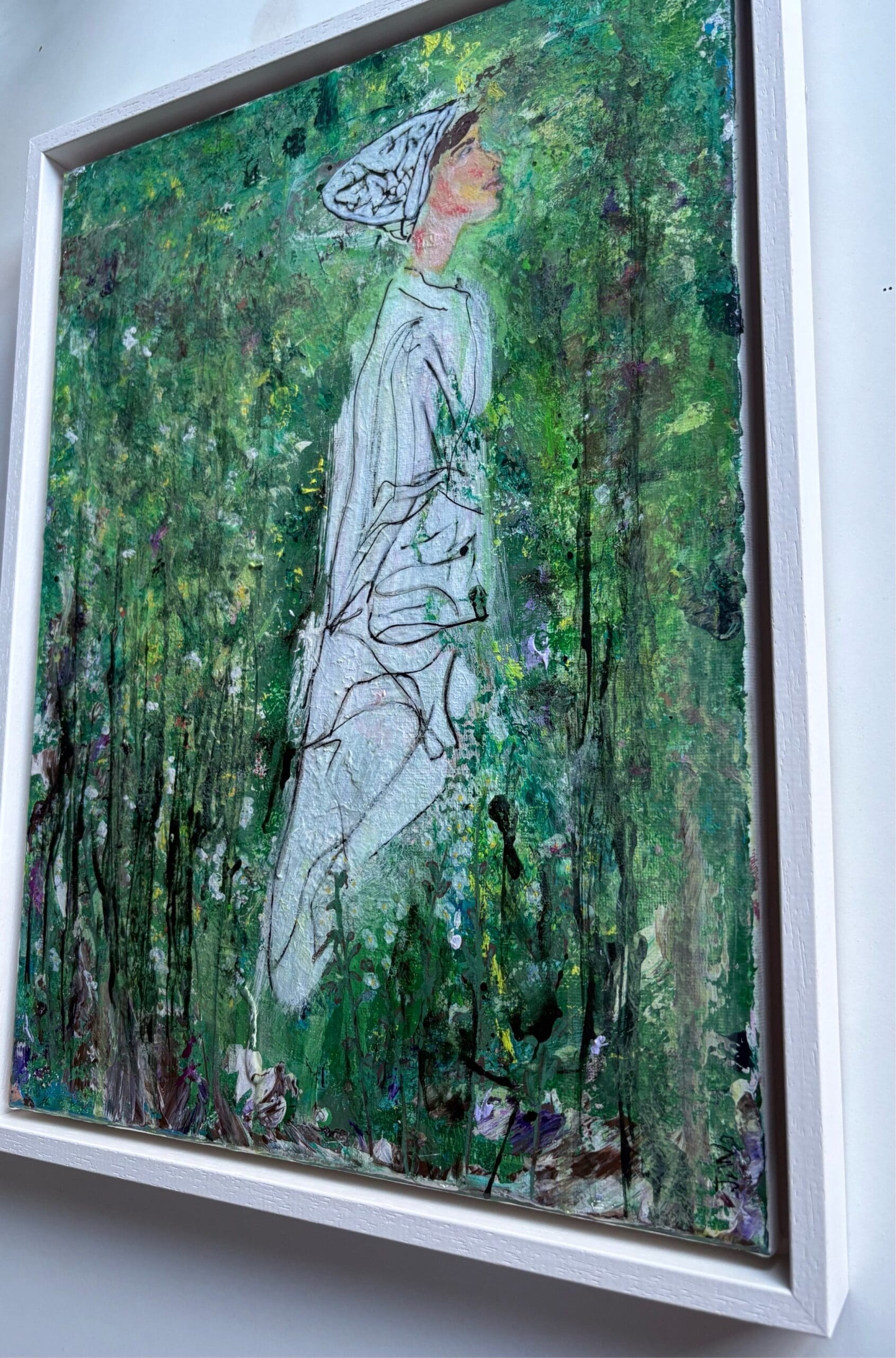Original Contemporary Painting Modern Irish Art for Eclectic Home – French Lessons in Green 43cm - Image 7