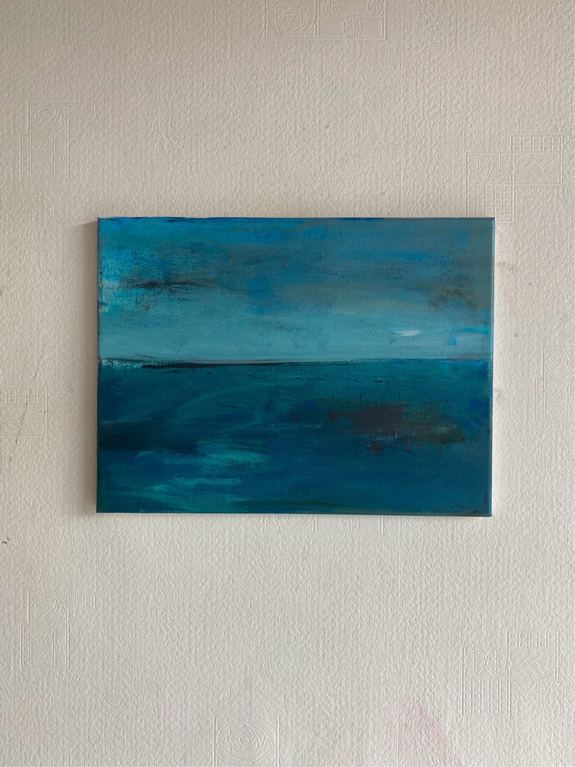 The Silent Blue (40cm) - Minimalist Seascape Cool Neutral Abstract Art - Image 5